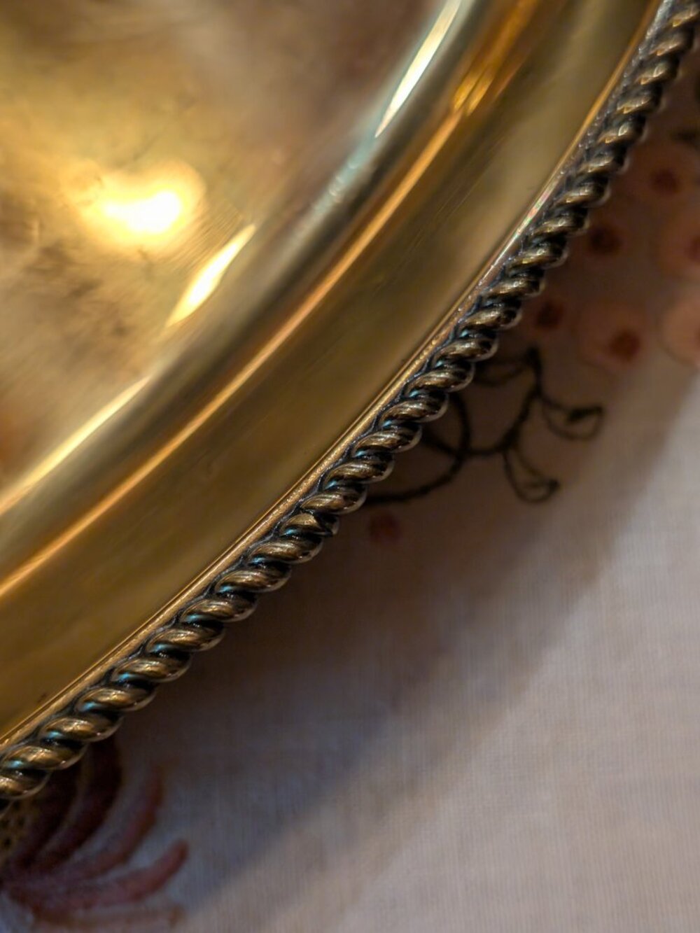 WMF Ikora Germany EP Brass Oval Serving Tray - Rope Edge Detail - MCM - VTG - Picture 6 of 11